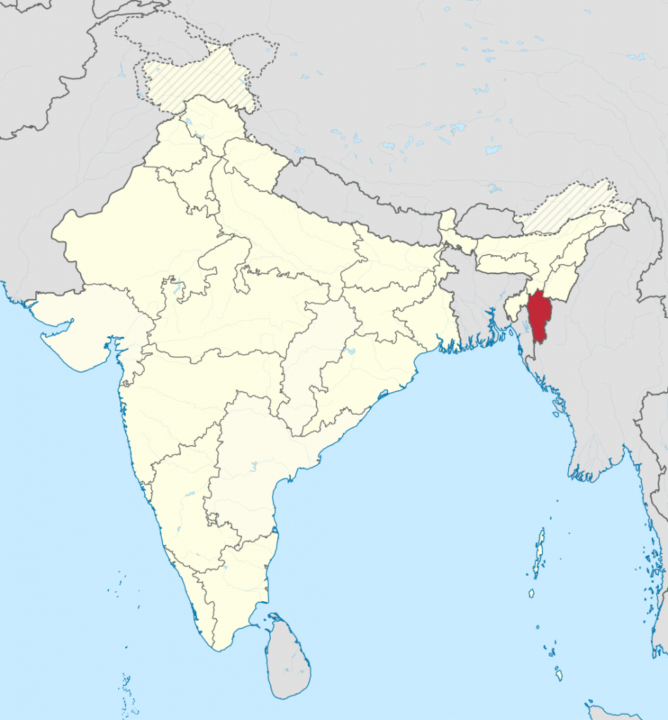 印度東北部的米拉佐邦紅色部分）（圖片來源：wiki）