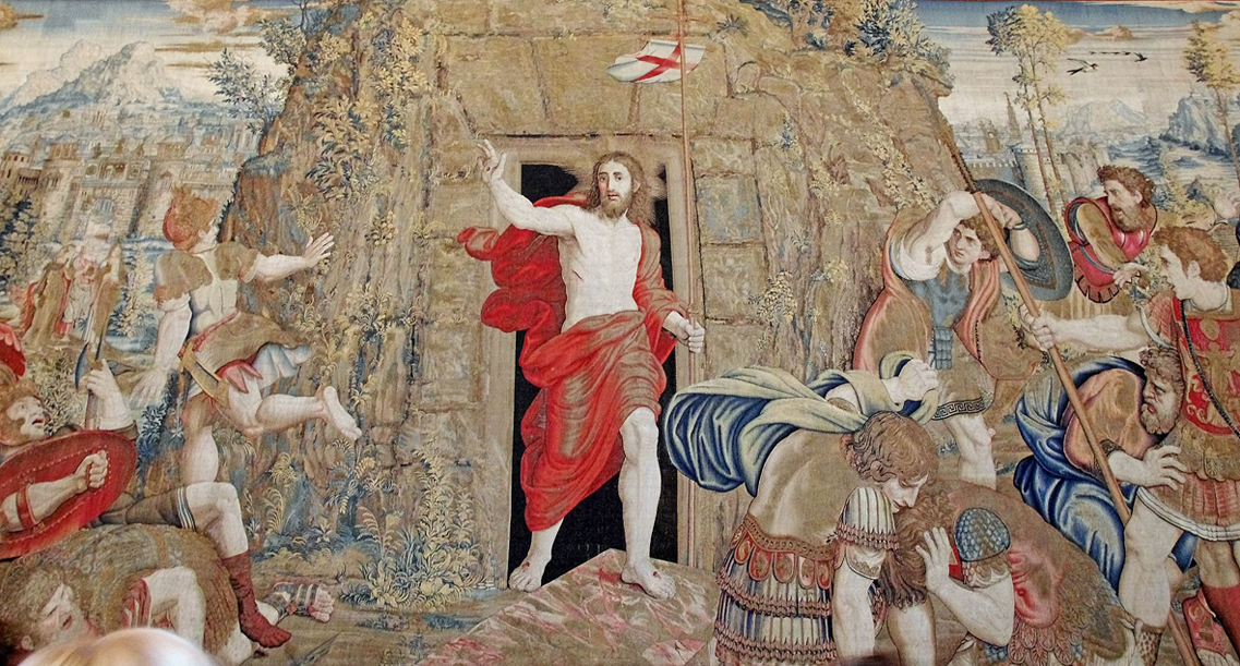13936886 - resurrection of christ, tapestry in vatican museum
