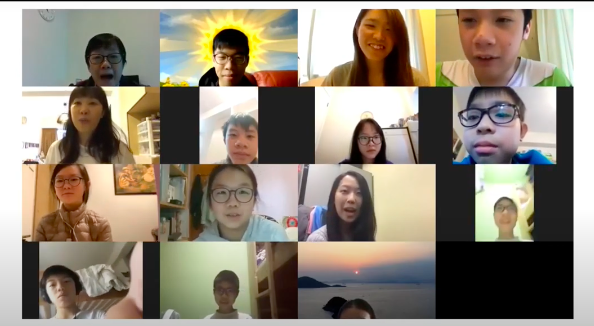 香港教會弟兄姊妹透過網路，同心預告復活節的主日，（香港浸信教會Youtube）