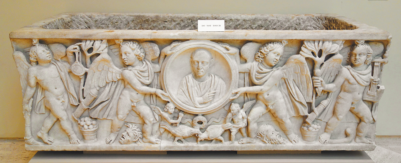 圖2. 以四季寓意為題的羅馬石棺（西元280 年）； 威斯康辛大學查森美術館典藏。