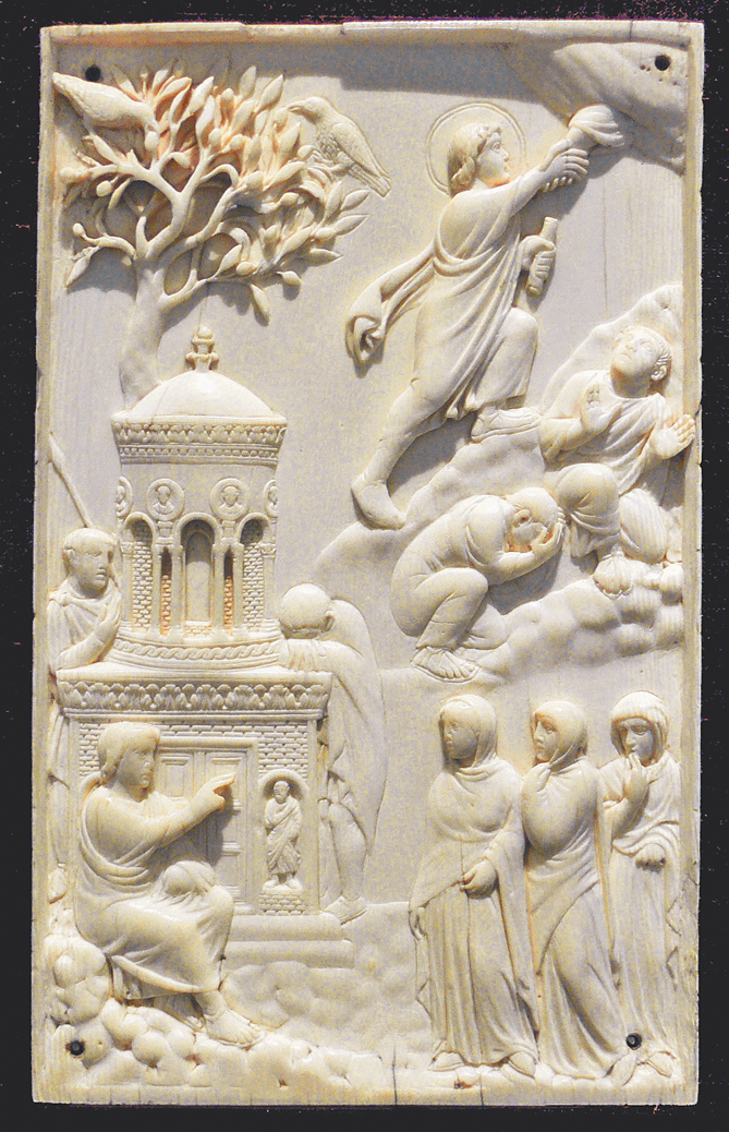 圖5. 源自米蘭或羅馬的象牙雕板；西元400 年；慕尼黑巴伐利亞國家博物館典藏