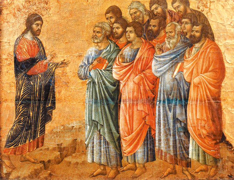 "Appearance on the Mountain in Galilee", by Duccio di Buoninsegna,1308-11
