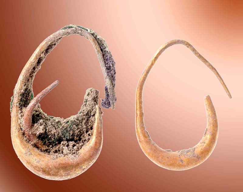 在拉吉神廟中發現的金耳環。（photo credit：T Rogovski）