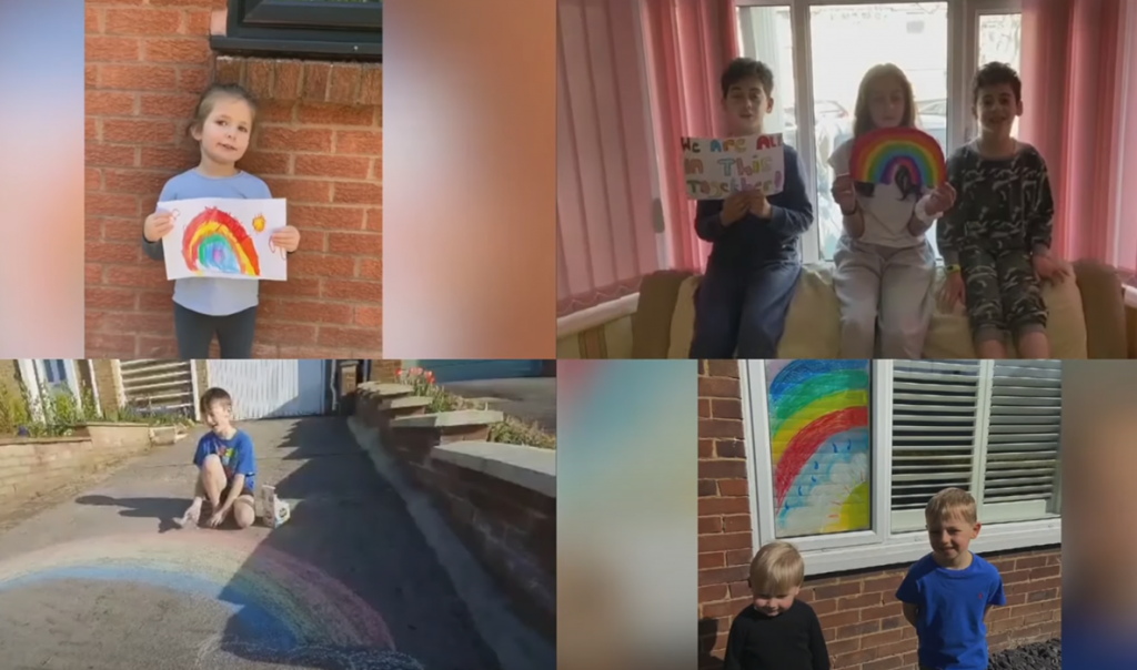 兒童彩虹畫在各地流行。（圖／YouTube@bbc影片截圖）