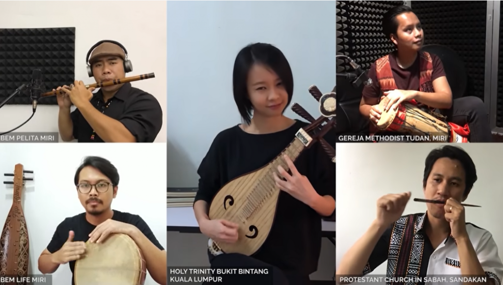 這首詩歌融入了大馬當地原住民的樂器演奏（截圖/The Blessing　Malaysia 影片）