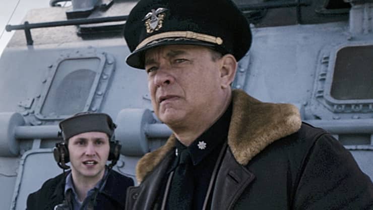 查特和父親湯姆漢克斯一起演出《怒海戰艦》。（圖／翻攝自FB@Greyhound） 