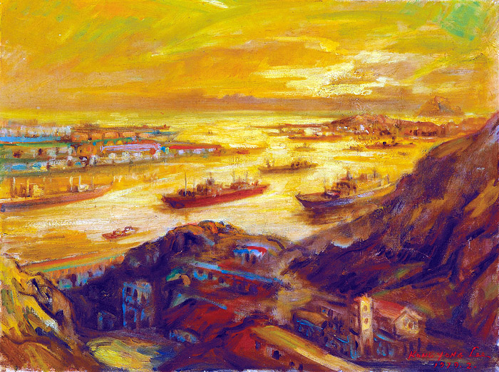 李洸洋〈基隆港〉1979，油彩、畫布。